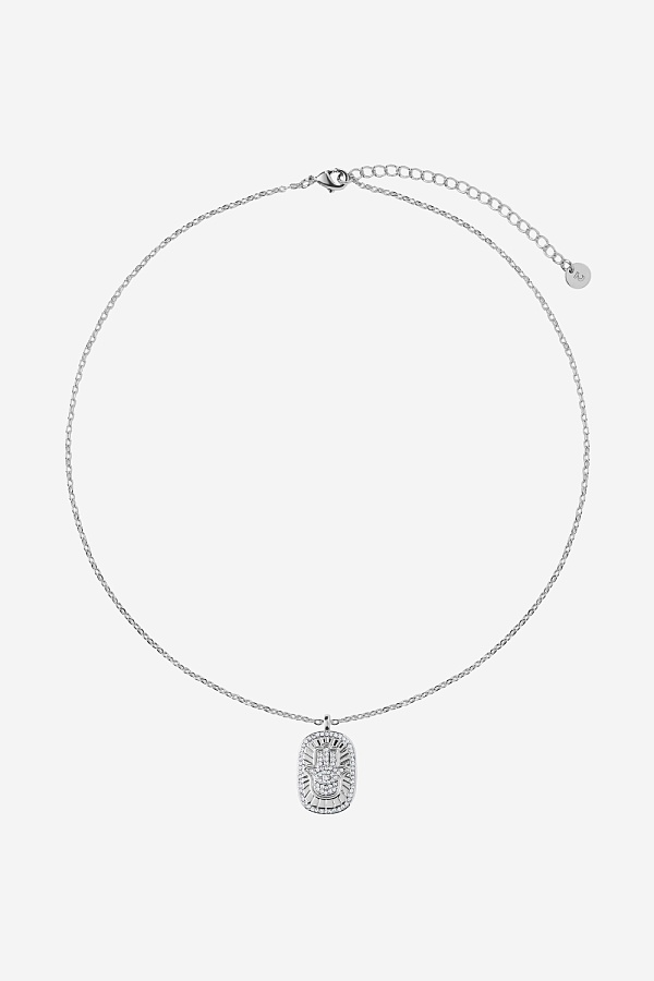 Кулон с хамсой и камнями двухсторонний