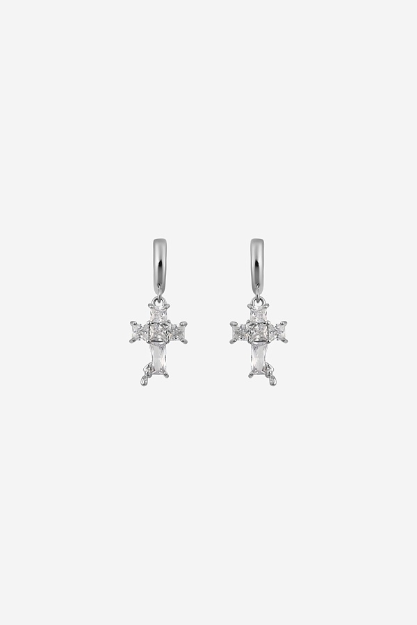 Серьги с крестиками из камней