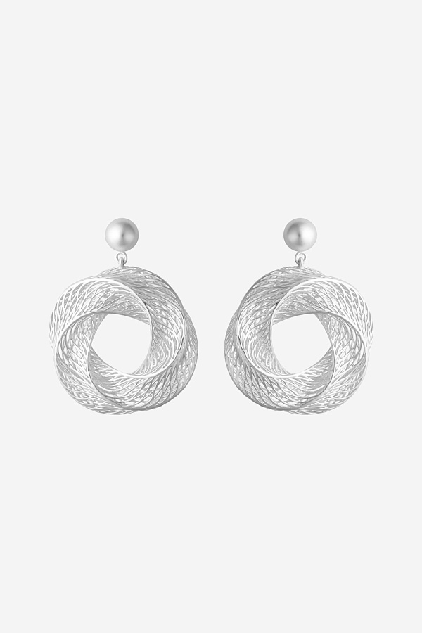 Серьги с фигурным кругом матовые