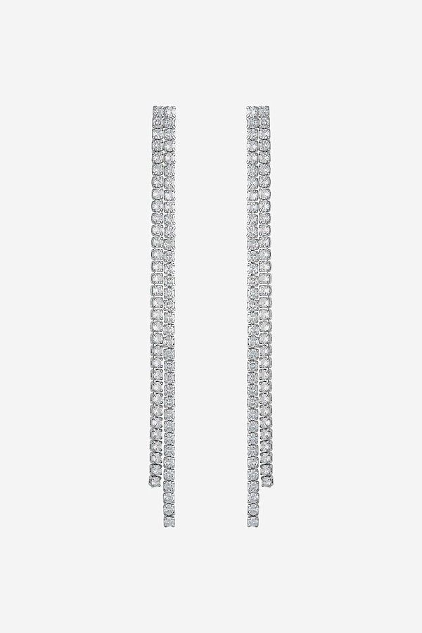 Серьги с двумя рядами камней