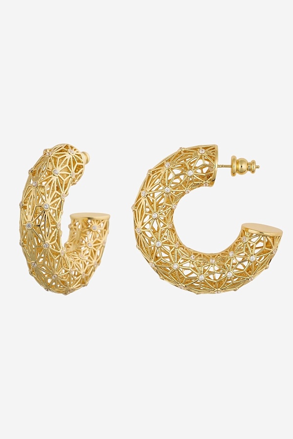 Серьги-кольца ажурные с камнями