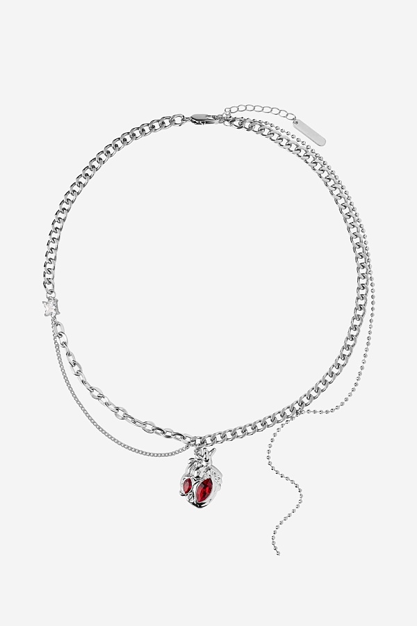 Колье-цепочка с алым сердцем