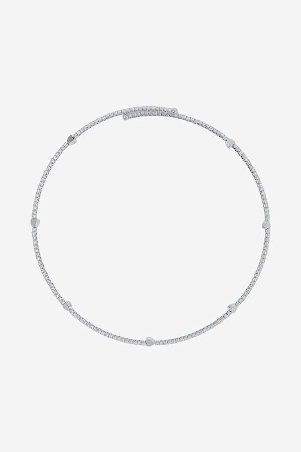 Гибкий чокер с камнями и сердечками