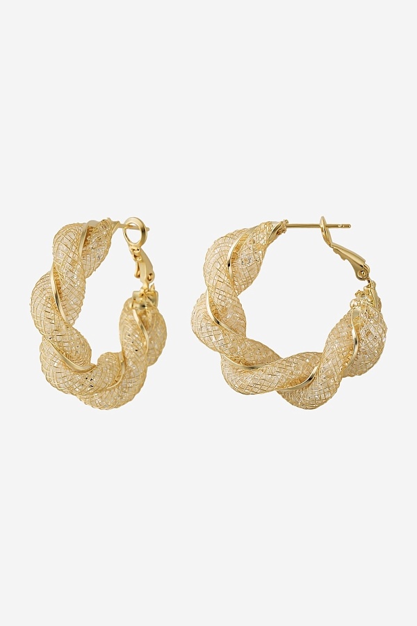 Серьги-кольца витые с сеткой