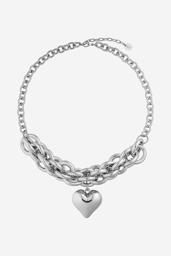 Колье с массивным плетением и сердцем