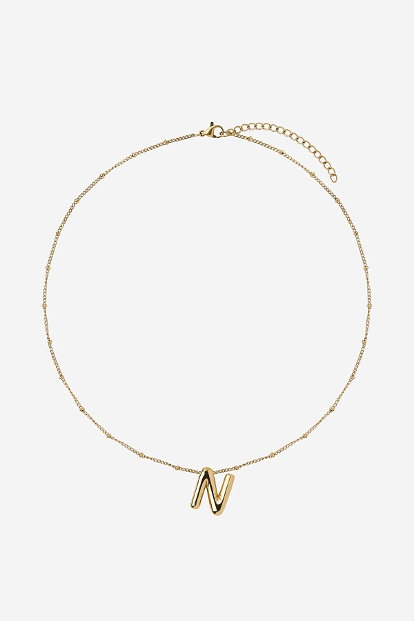 Кулон с дутой буквой N на цепочке