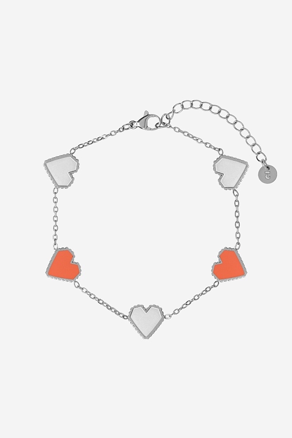 Браслет-цепочка с сердцами фирменного цвета TULIPONERO