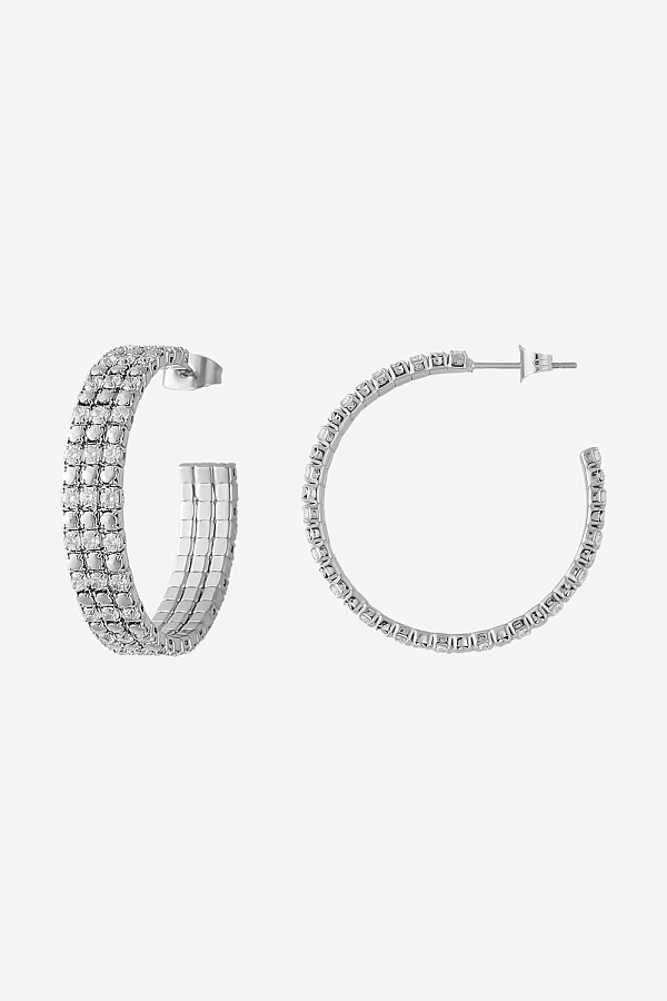 Серьги-кольца с тремя рядами камней