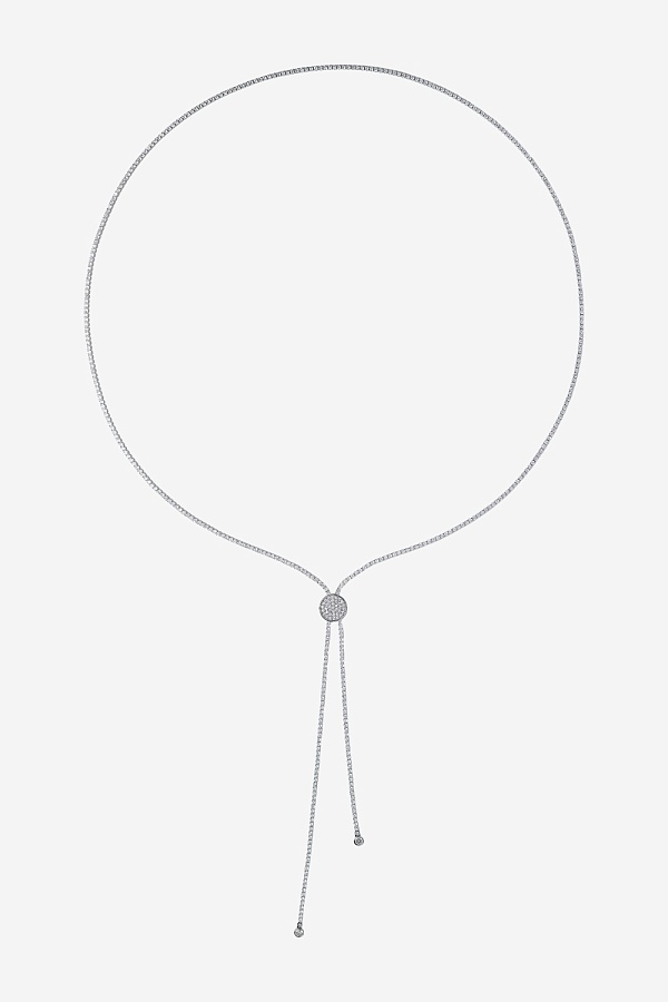 Колье-галстук с камнями и акцентом в виде круга