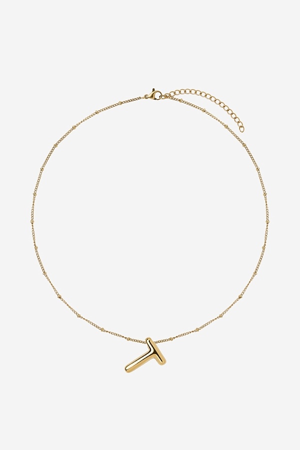 Кулон с дутой буквой T на цепочке