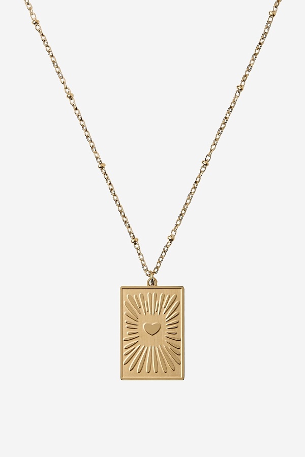 Кулон прямоугольной формы с сердцем в лучах