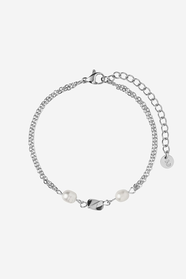 Браслет-цепочка с жемчужинами двойной