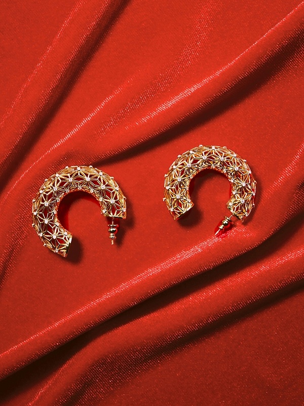 Серьги-кольца ажурные с камнями