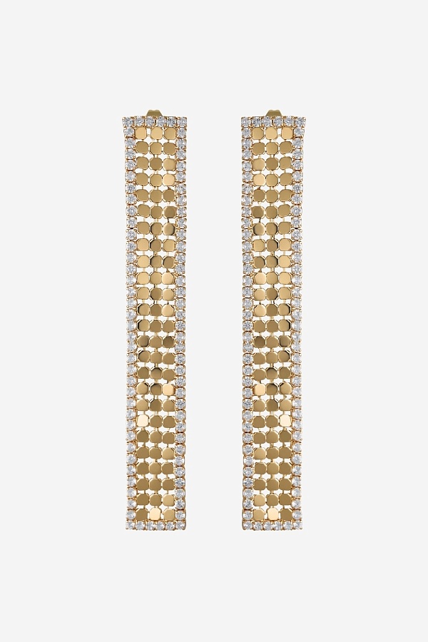 Серьги из металлической сетки с камнями