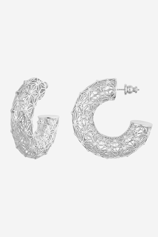 Серьги-кольца ажурные с камнями