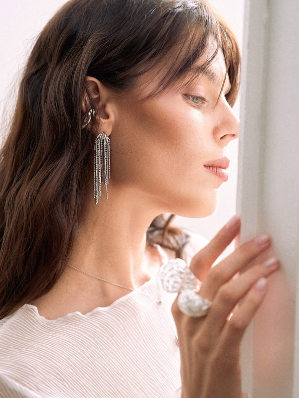 Серьги из комбинированных цепочек