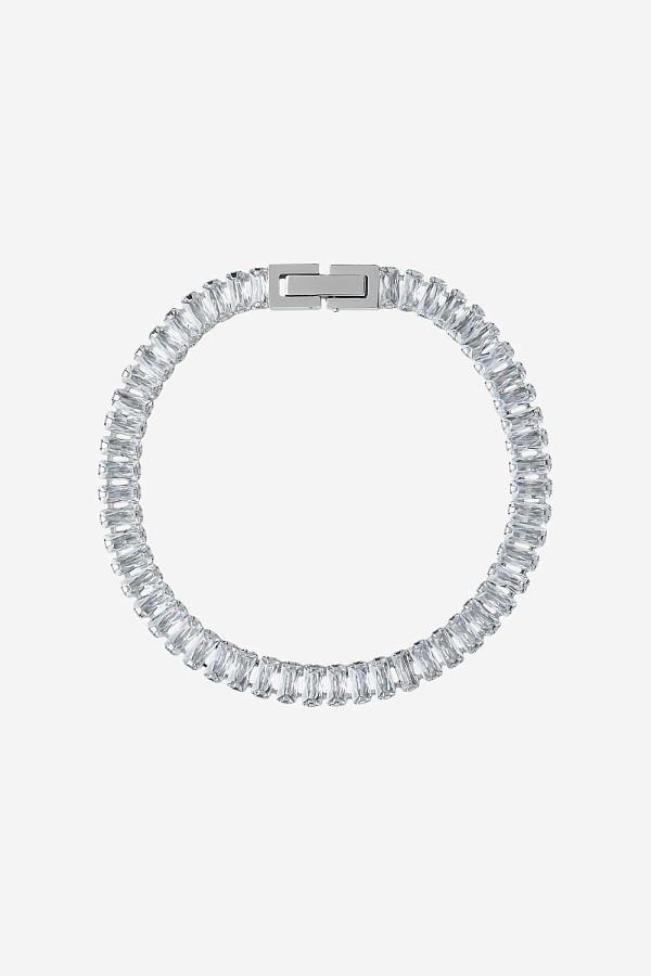 Широкий теннисный браслет с камнями-багет