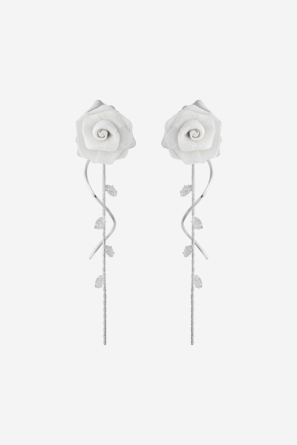 Серьги с розами из сетки