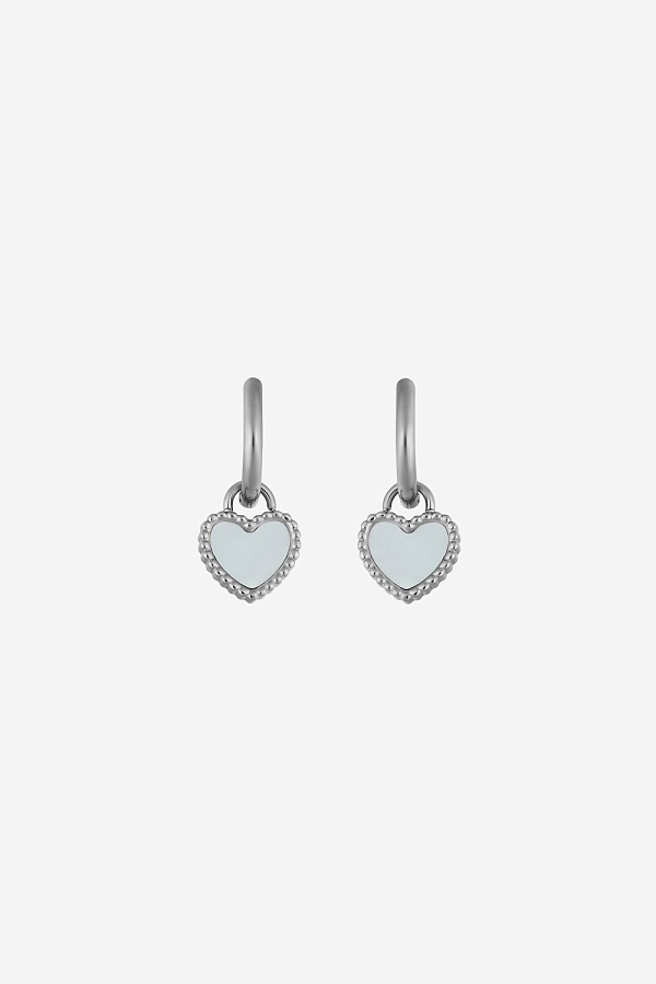 Серьги с сердечками из перламутра