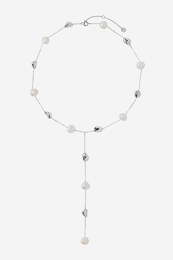 Колье-галстук с каплями и жемчужинами