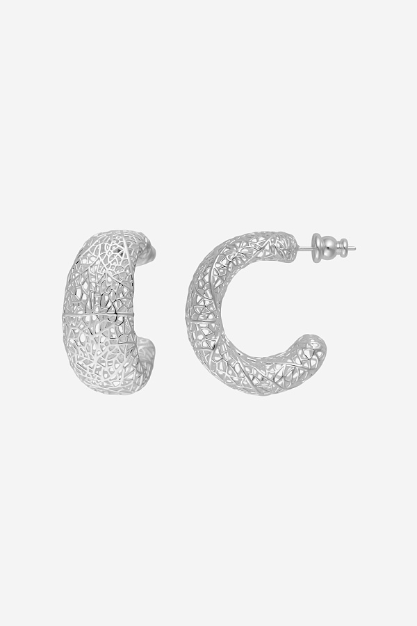 Серьги-кольца с сетчатой текстурой