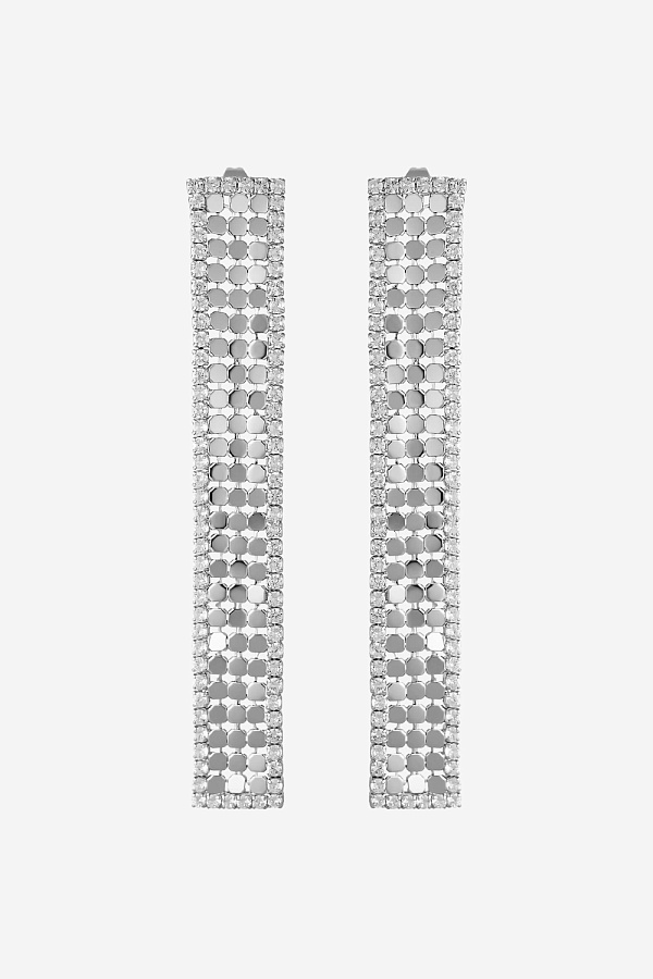 Серьги из металлической сетки с камнями